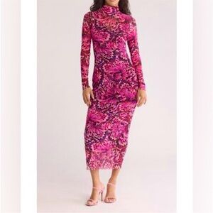 AFRM vibrant pink butterfly floral maxi dress